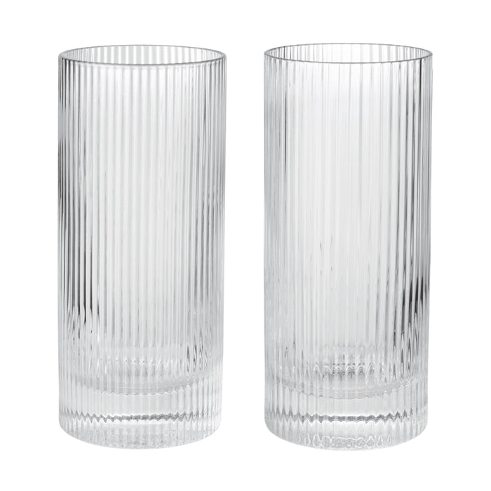Ferm Living Ripple Highball Glasses - Set of 2 - Clear - Batten Home