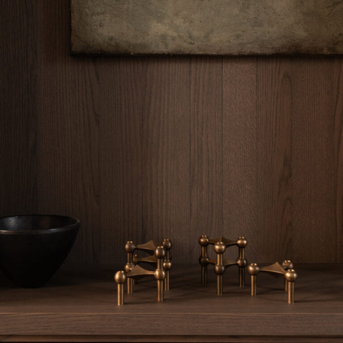 STOFF Nagel Candle Holder, Bronzed Brass, Set of 3