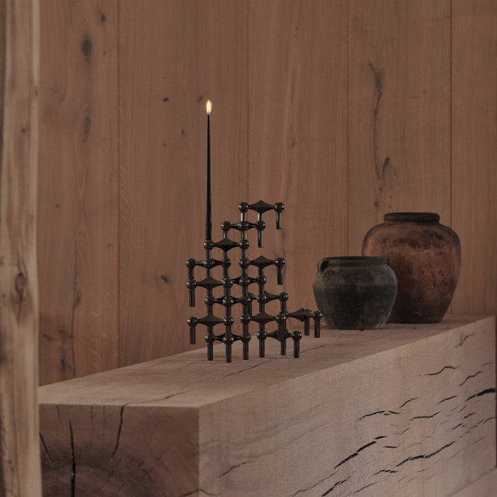 STOFF Nagel Candle Holder, Black Chrome - Batten Home