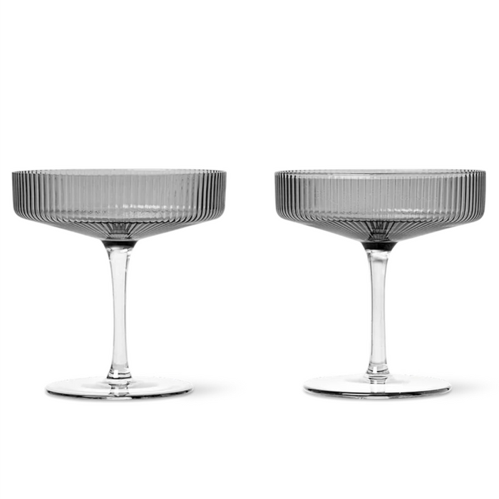 Ripple Champagne Glasses in Smoked Grey - Batten Home