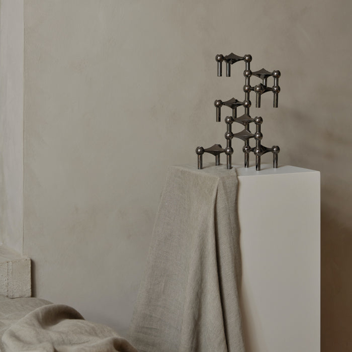 STOFF Nagel Candle Holder, Black Chrome - Batten Home