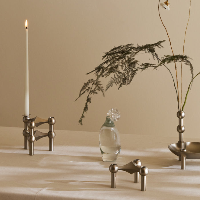 STOFF Nagel Candle Holder, Brushed Chrome