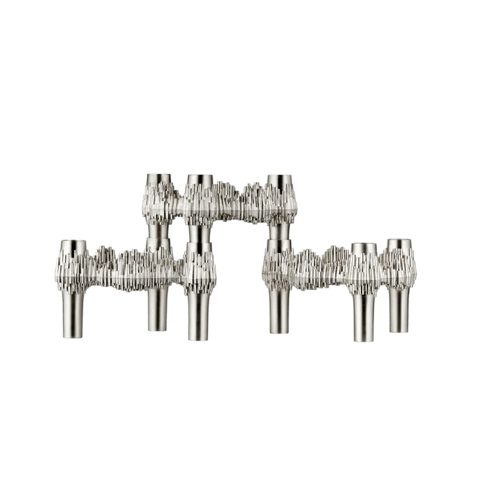 STOFF Nagel Quist Candle Holder, Brushed Chrome, Set of 3