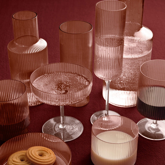 Ferm Living Ripple Champagne Flutes - Set of 2 - Blush - Batten Home