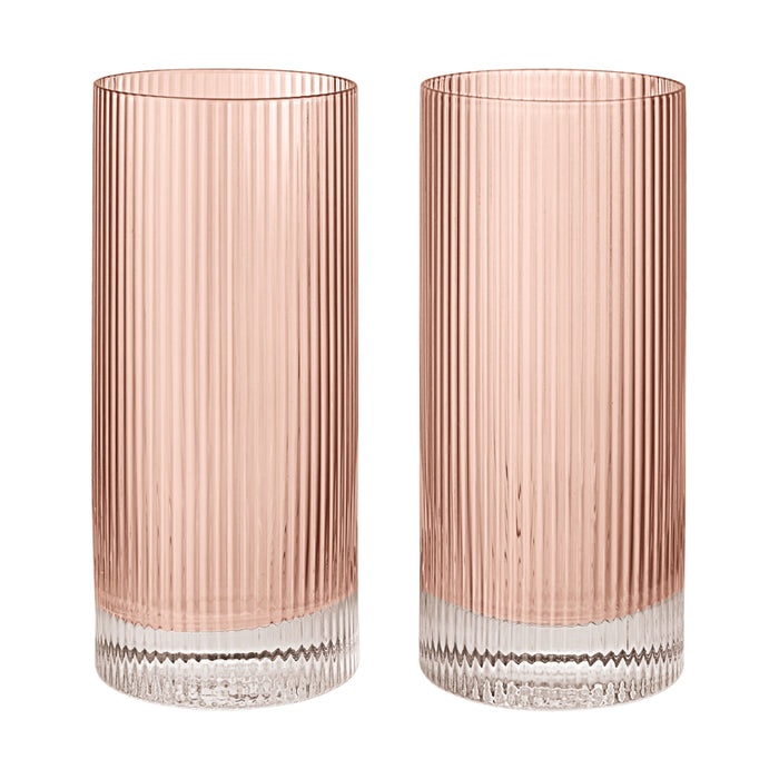 Ferm Living Ripple Highball Glasses - Set of 2 - Blush - Batten Home