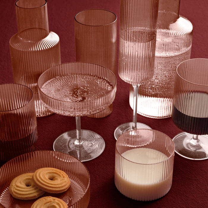 Ferm Living Ripple Champagne Glasses in Blush - Set of 2 - Batten Home