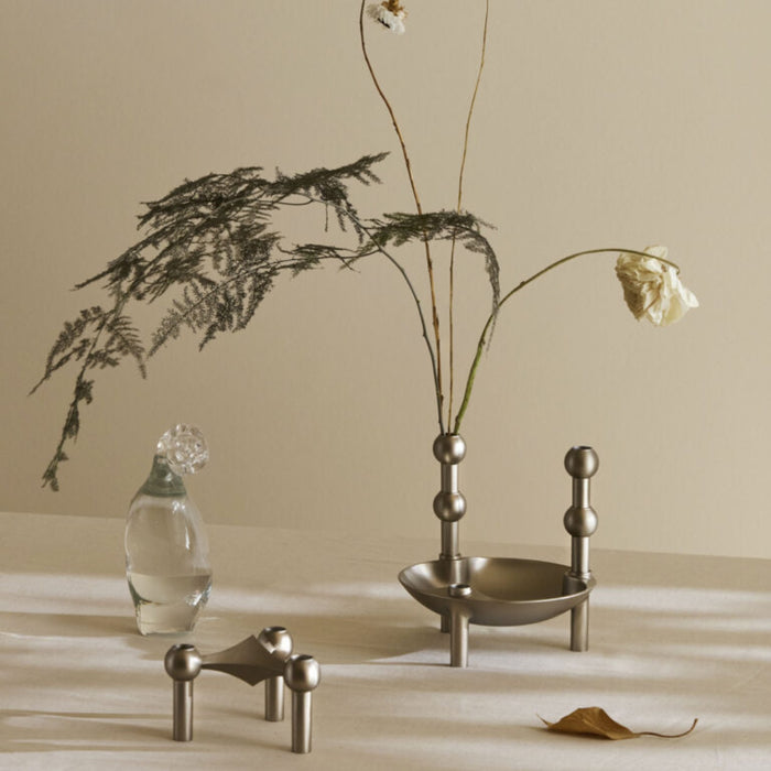 STOFF Nagel Vase, Brushed Chrome - Batten Home
