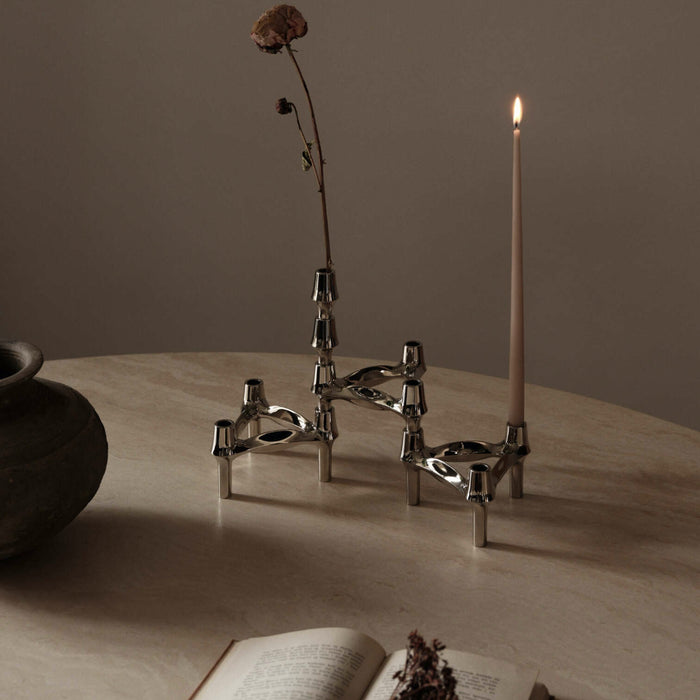 STOFF Nagel BMF Candle Holder, Chrome, Set of 3 - Batten Home