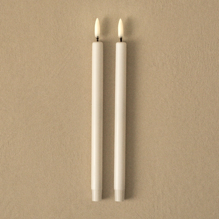 STOFF LED Taper Candle by Uyuni Lighting, White, Set of 2 - Batten Home