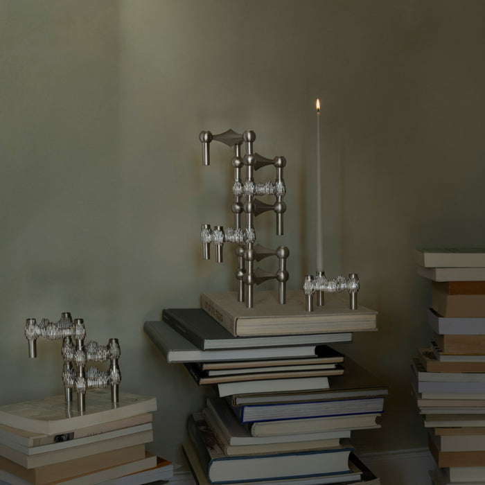 STOFF Nagel Quist Candle Holder, Brushed Chrome