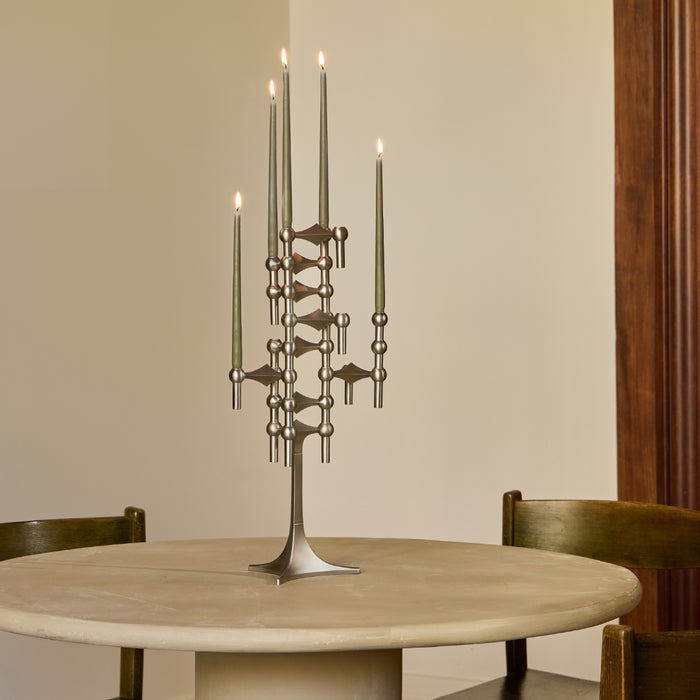 STOFF Nagel Candle Holder, Brushed Chrome, Set of 3