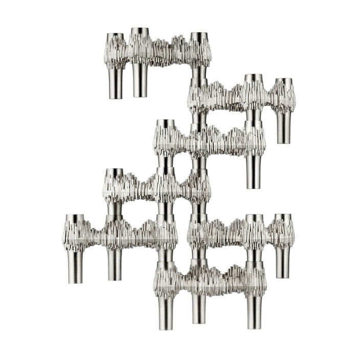 STOFF Nagel Quist Candle Holder, Brushed Chrome, Set of 3
