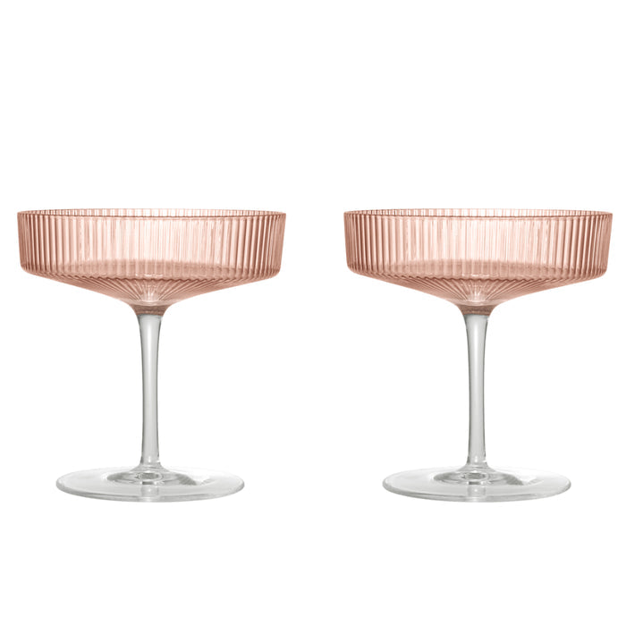 Ferm Living Ripple Champagne Glasses in Blush - Set of 2 - Batten Home