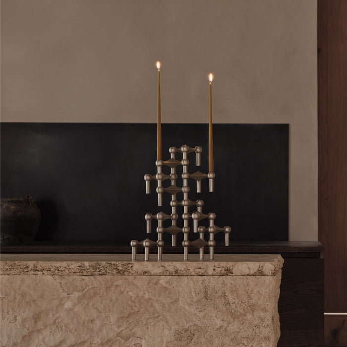 STOFF Nagel Candle Holder, Brushed Chrome
