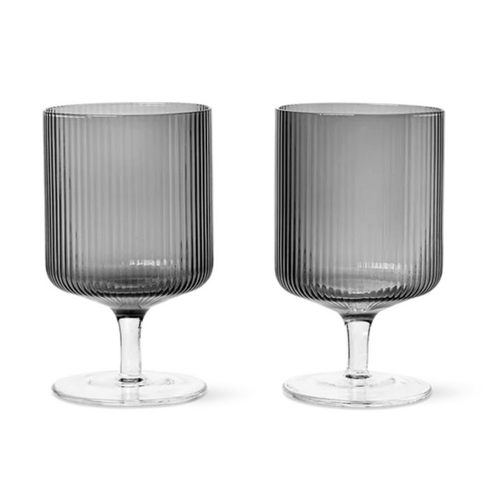 Ripple Wine Glass Set of 2 Smoked Grey - Batten Home