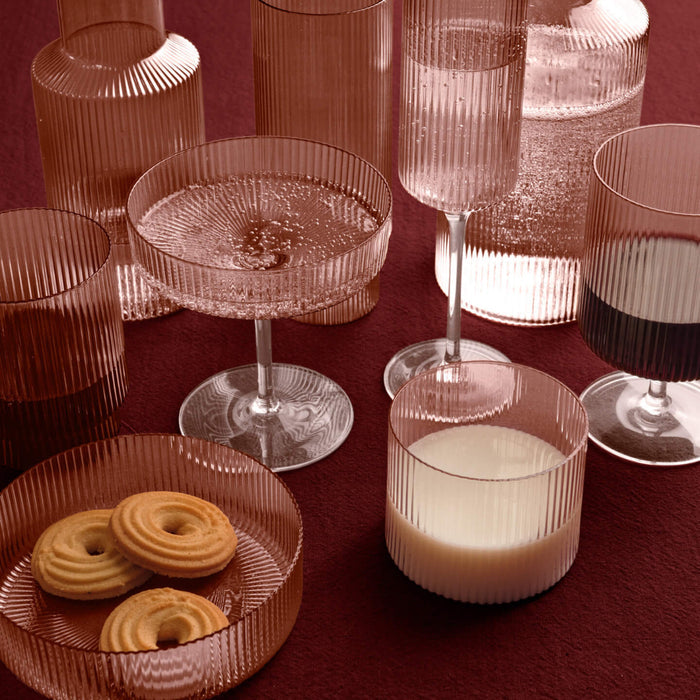 Ferm Living Ripple Low Glass Set Blush - Batten Home