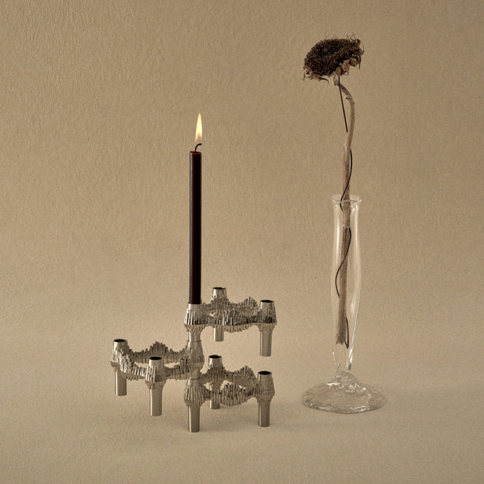 STOFF Nagel Quist Candle Holder, Brushed Chrome