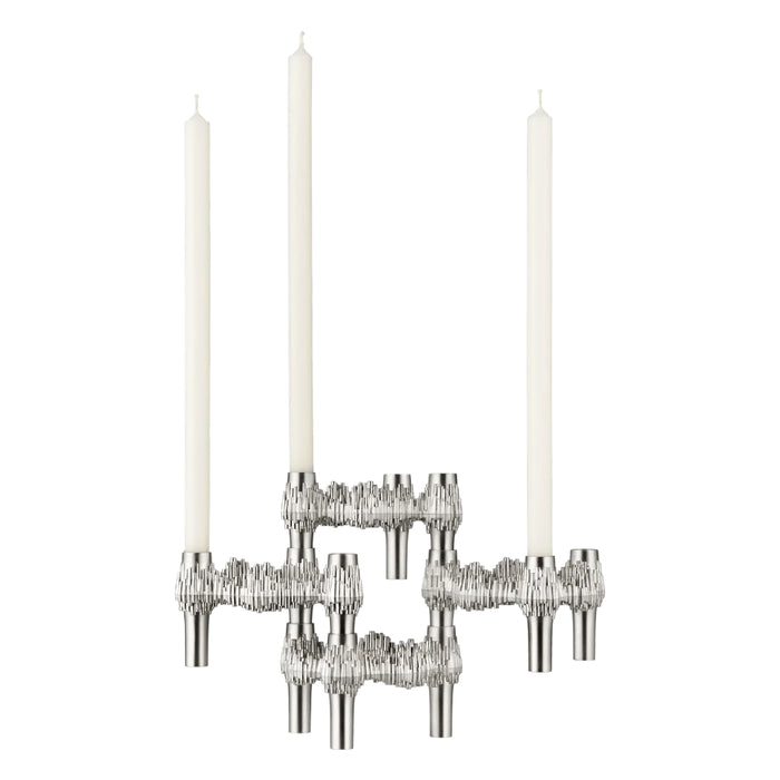 STOFF Nagel Quist Candle Holder, Brushed Chrome, Set of 3