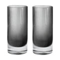 Ferm Living Ripple Highball Glasses - Set of 2 - Smoked Grey - Batten Home