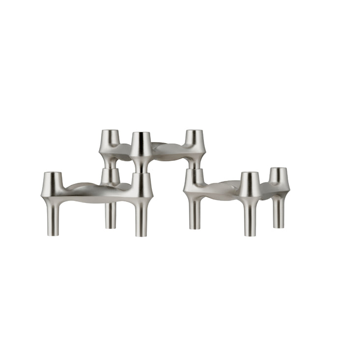 STOFF Nagel BMF Candle Holder, Brushed Chrome, Set of 3