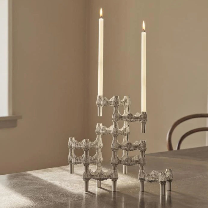 STOFF Nagel Quist Candle Holder, Brushed Chrome