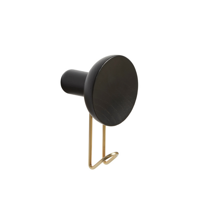 Large / Black Painted Oak with Satin Brass-Plated Metal Hook