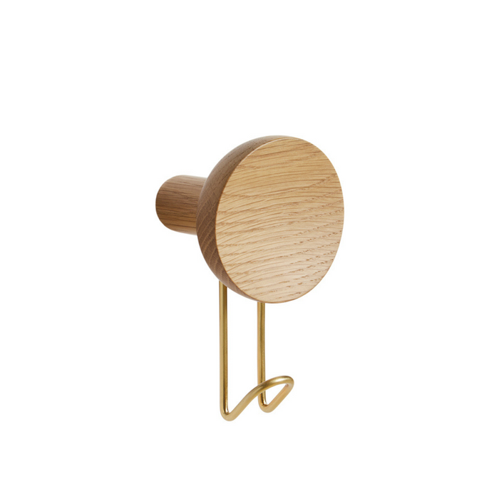 Large / White Pigmented Oak with Satin Brass-Plated Metal Hook