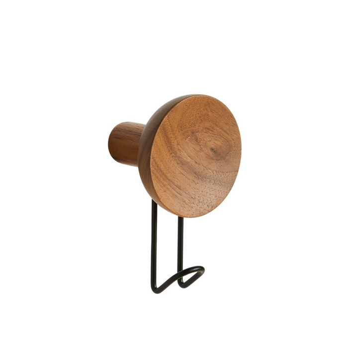 Large / Matte Lacquered Walnut with Black Painted Metal Hook