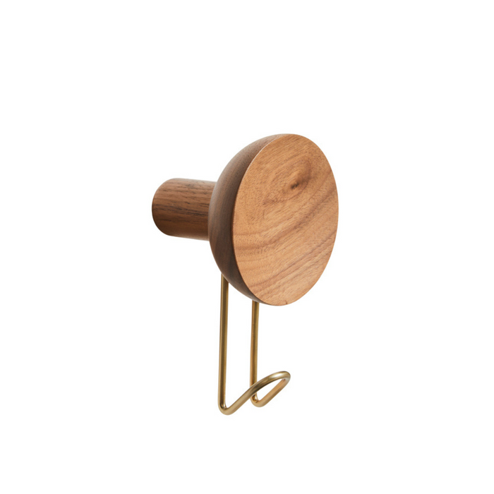 Large / Matte Lacquered Walnut with Satin Brass-Plated Metal Hook