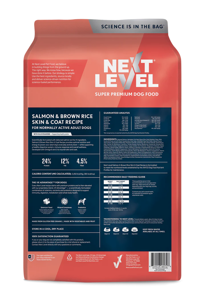 Next Level Super Premium Dog Food Salmon & Brown Rice Skin & Coat Recipe