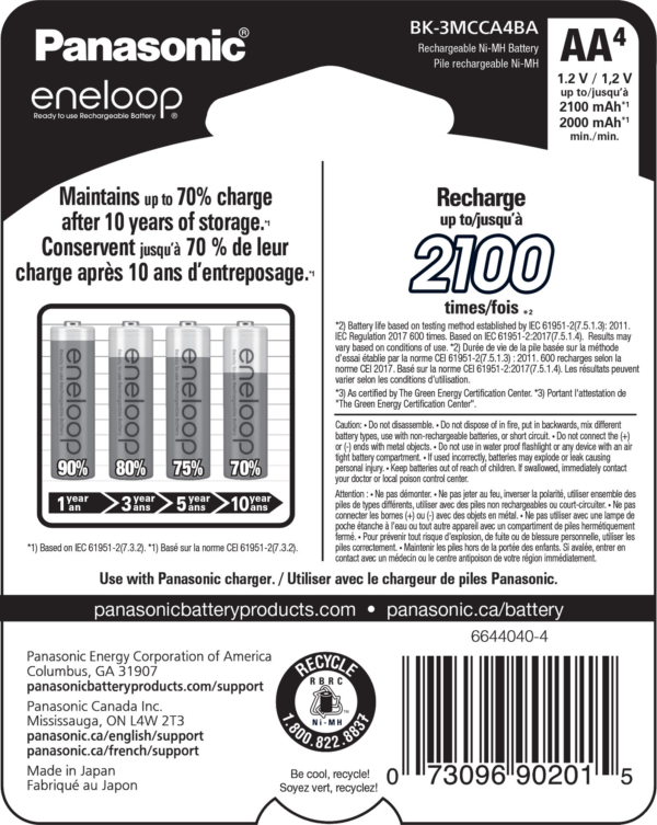 Panasonic Eneloop Ni-MH Rechargeable Batteries