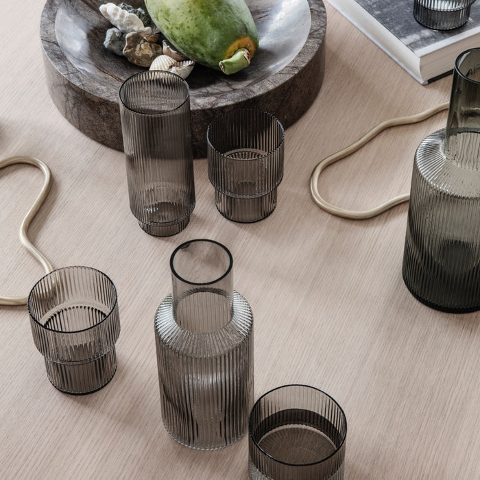 Ferm LivingRipple Champagne Glasses in Smoked Grey - Batten Home