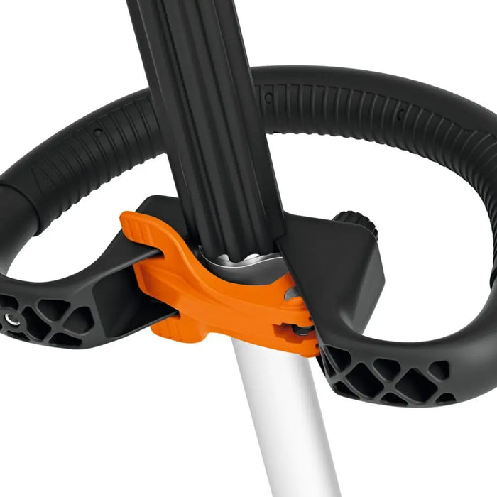 close up of handle of STIHL FSA 70 R Battery Grass Trimmer AK System Kit A versatile battery grass trimmer kit with battery and charger for trimming, mowing and clean-up work. available at Cannings Melbourne Victoria