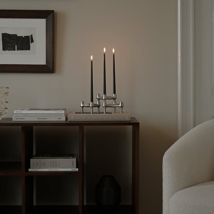 STOFF Nagel BMF Candle Holder, Brushed Chrome, Set of 3