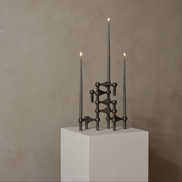 STOFF Nagel Candle Holder, Black Chrome - Batten Home