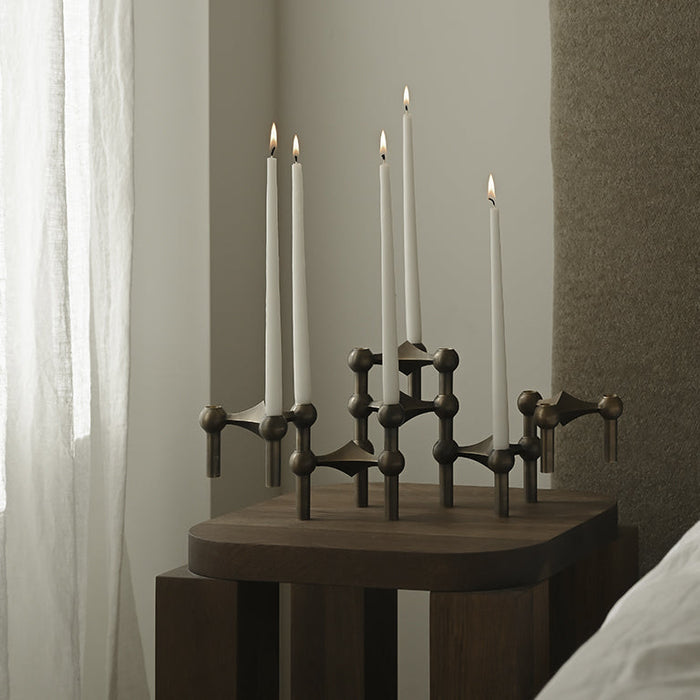 STOFF Nagel Candle Holder, Bronzed Brass, Set of 3