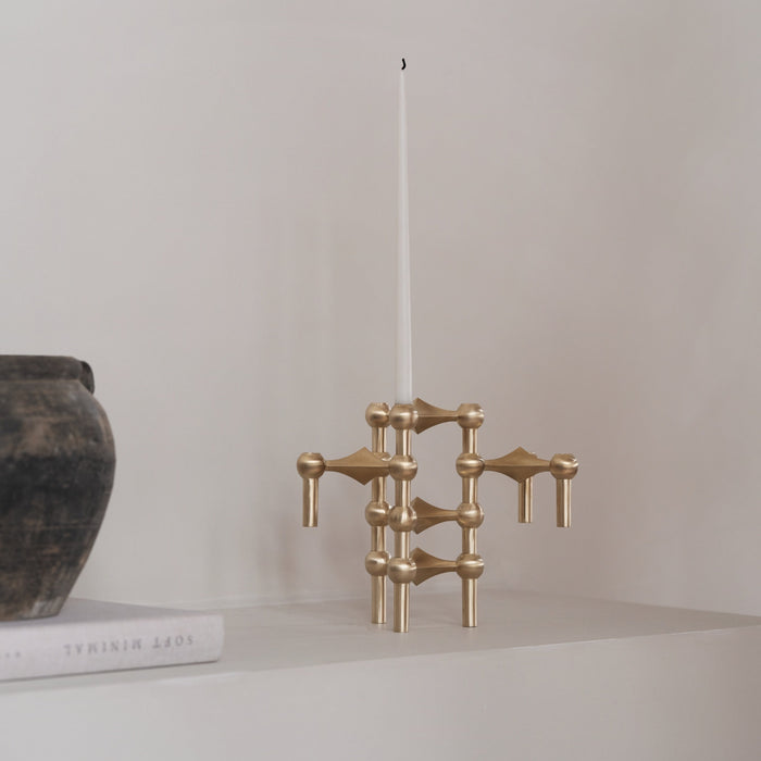 STOFF Nagel Candle Holder, Brushed Brass, Set of 3